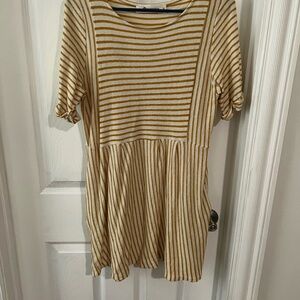 The Impeccable Pig yellow and Cream Striped Dress